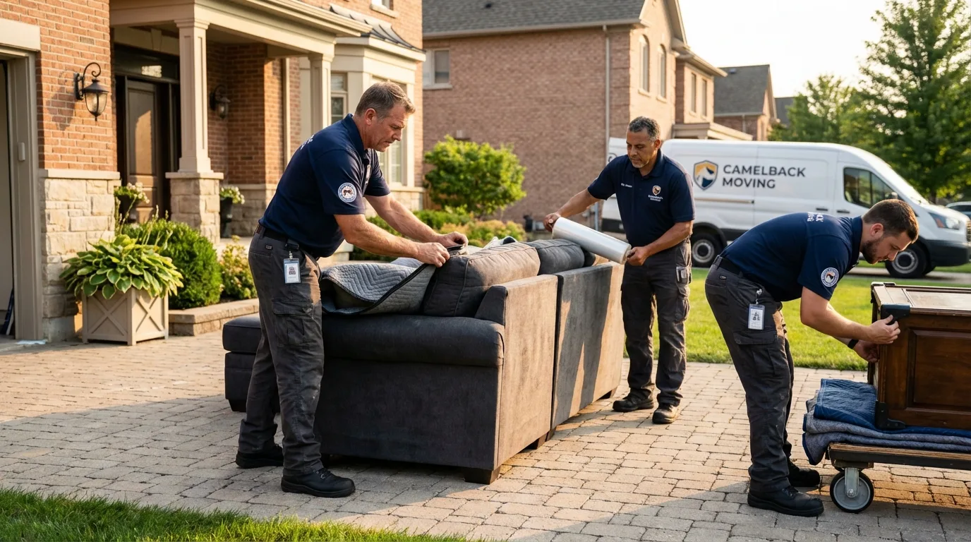 Large estate moving crew wrapping furniture in Bourbon, IN